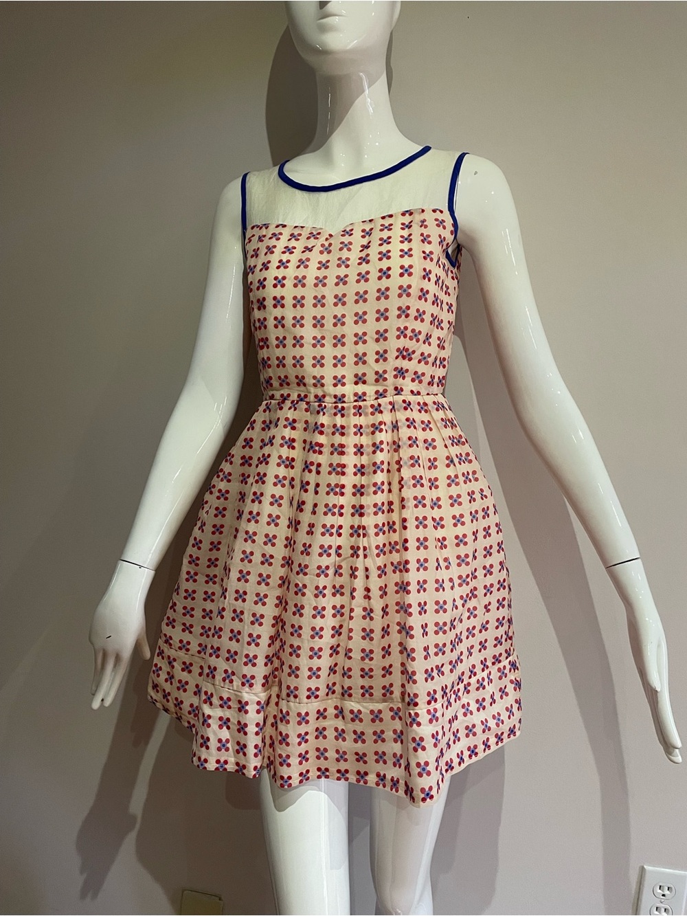 Sleeveless Pink Printed Fit & Flare Dress